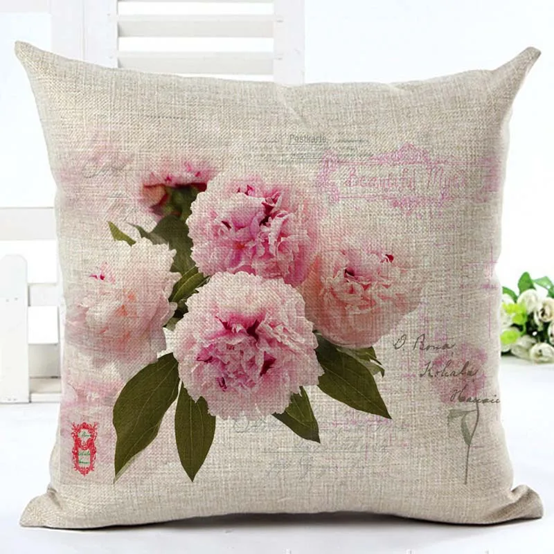 Image 2016 High Quatily Fashion Style Vintage Flowers Sofa Cushion Decor Fundas Sofa Throw Pillow Printed Cotton Linen Square Fundas
