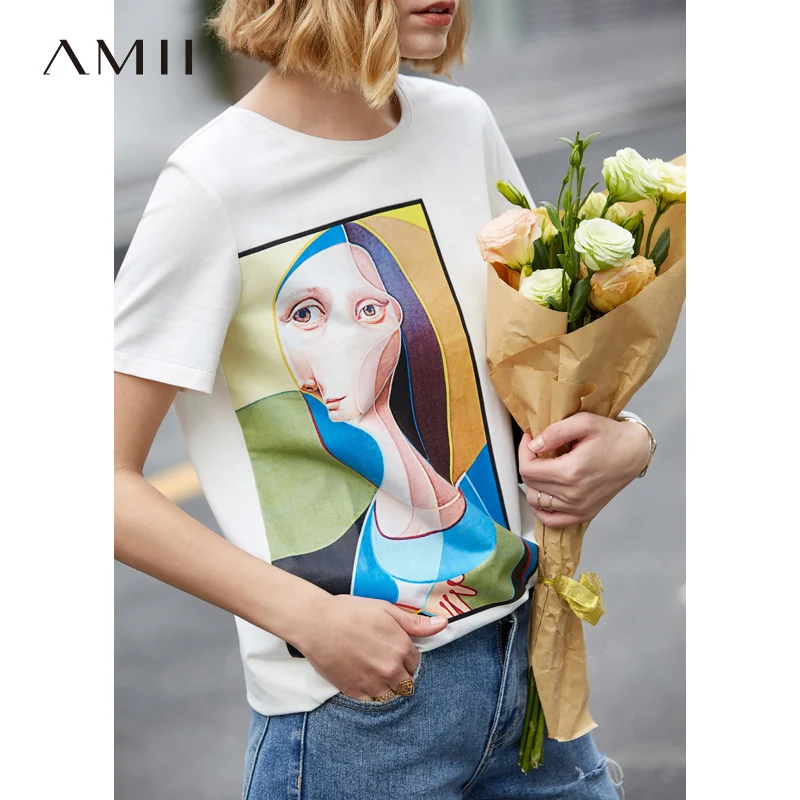 Amii Minimalist Artistic Printed Women T Shirts 2019 Spring Summer Causal O Neck Short Sleeve Loose Cotton Female Tops Tee
Amii Minimalist Artistic Printed Women T Shirts 2019 Spring Summer Causal O Neck Short Sleeve Loose Cotton Female Tops Tee