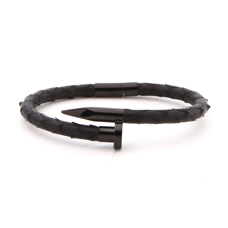 Crazy Hot New Nail Python Bracelet Real Genuine Black Python Leather Nail Bracelet With Stainless Steel Nail For Men Women Gift
Crazy Hot New Nail Python Bracelet Real Genuine Black Python Leather Nail Bracelet With Stainless Steel Nail For Men Women Gift