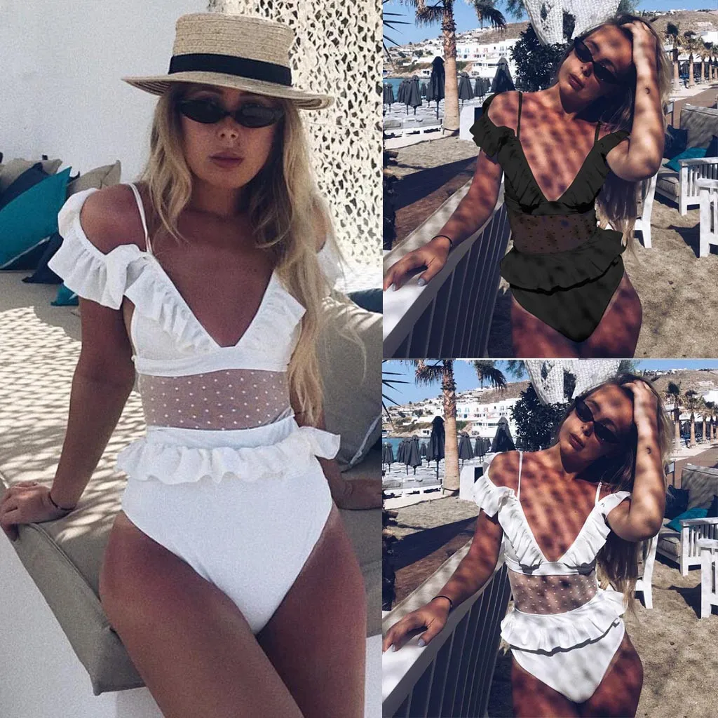 Women's Ruffled One Piece Swimsuit 2019 push-ups Openwork Waist Bikini White Deep V Sling Jumpsuit Biquini mujer #NEW
Women's Ruffled One Piece Swimsuit 2019 push-ups Openwork Waist Bikini White Deep V Sling Jumpsuit Biquini mujer #NEW