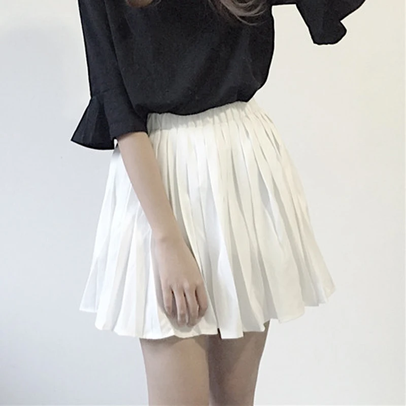 

Korean version of the soft sister college style high waist was thin skirt women loose A-Line pleated skirt