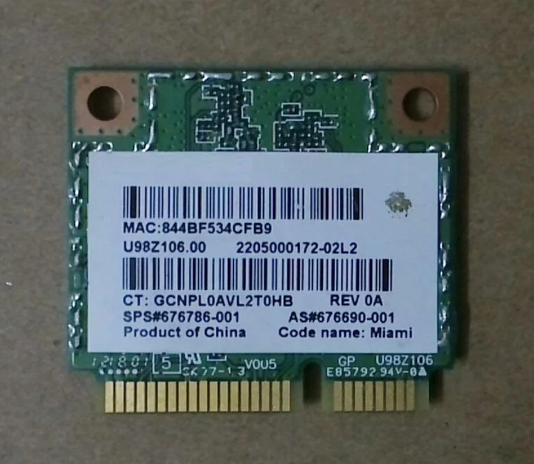 SSEA new for Atheros AR5B22 half Mini PCI-E 802.11 a/b/g/n Wireless Card for HP 4340s 4445s 4740s 4540S 2170p 676786-001
SSEA new for Atheros AR5B22 half Mini PCI-E 802.11 a/b/g/n Wireless Card for HP 4340s 4445s 4740s 4540S 2170p 676786-001