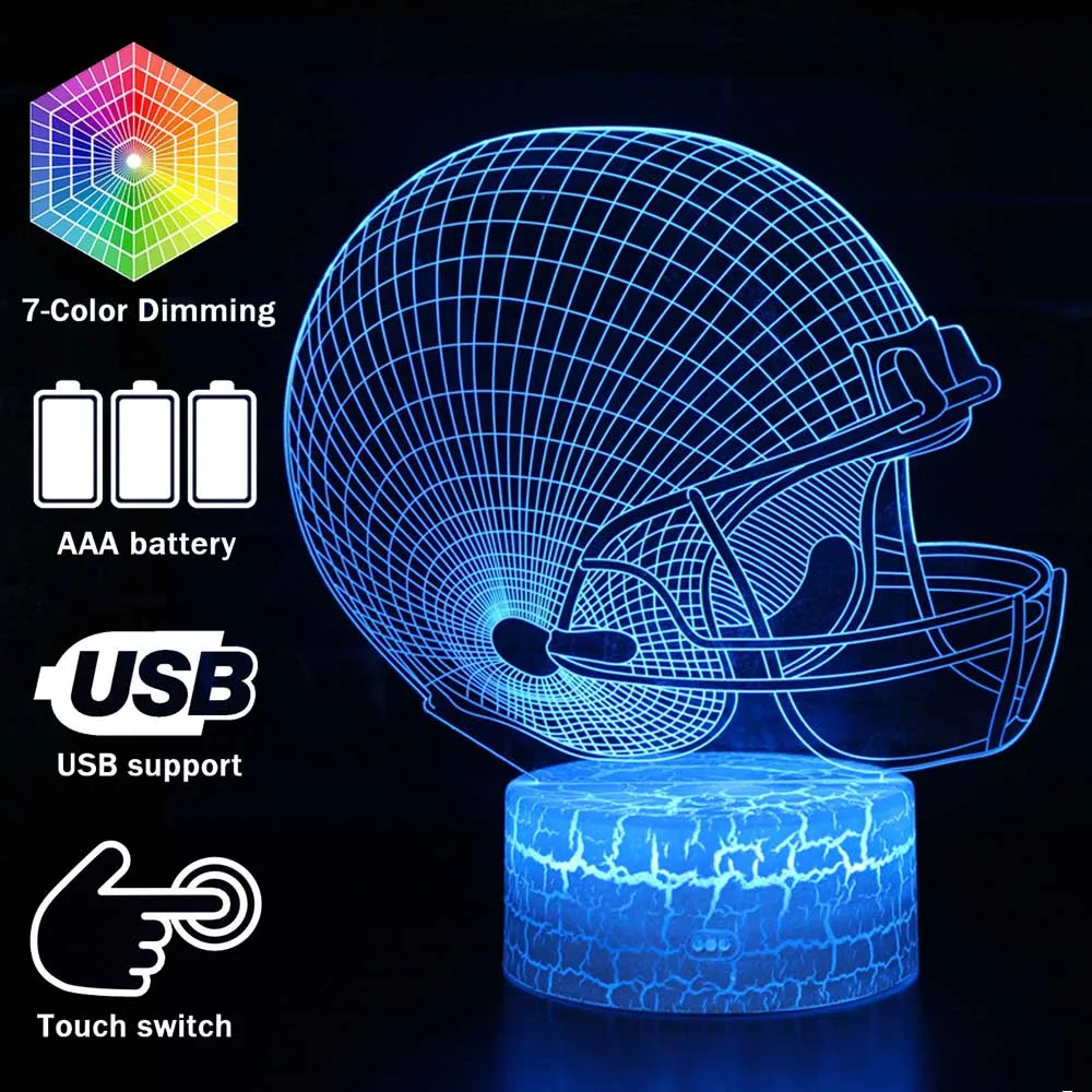 Magiclux Novelty Lighting 3D Illusion LED Lamp Football helmet Model Night Lights For Kids Bedroom Decoration Creative Gift
Magiclux Novelty Lighting 3D Illusion LED Lamp Football helmet Model Night Lights For Kids Bedroom Decoration Creative Gift