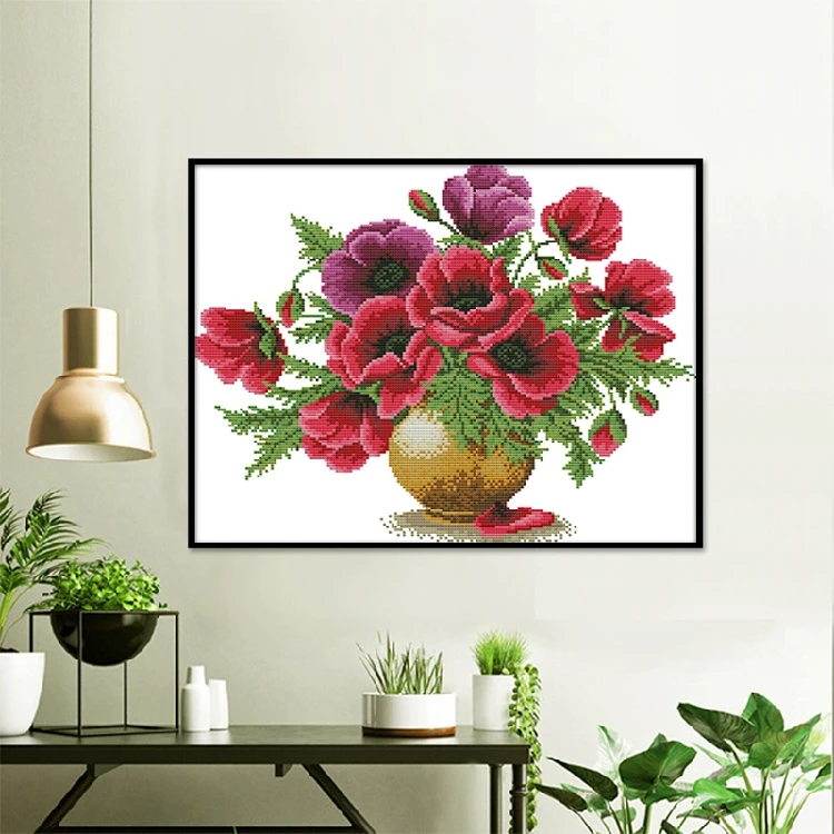 Needlework,DIY Cross stitch,Sets For Embroidery kits,poppy vase rose flower Print counted Pattern Cross-Stitch handwork
Needlework,DIY Cross stitch,Sets For Embroidery kits,poppy vase rose flower Print counted Pattern Cross-Stitch handwork