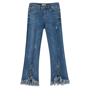Autumn Spring Woman Scratched Ripped Irregular Tassel Ankle Length Denim Trousers , Women Stretch Flare Skinny Jeans Pants
Autumn Spring Woman Scratched Ripped Irregular Tassel Ankle Length Denim Trousers , Women Stretch Flare Skinny Jeans Pants
