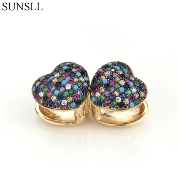 SUNSLL Gold Color Copper Pins Multicolor Cubic Zirconia Love Heart Hoop Earrings Women's Fashion Party Jewelry Cobre CZ Brincos
SUNSLL Gold Color Copper Pins Multicolor Cubic Zirconia Love Heart Hoop Earrings Women's Fashion Party Jewelry Cobre CZ Brincos