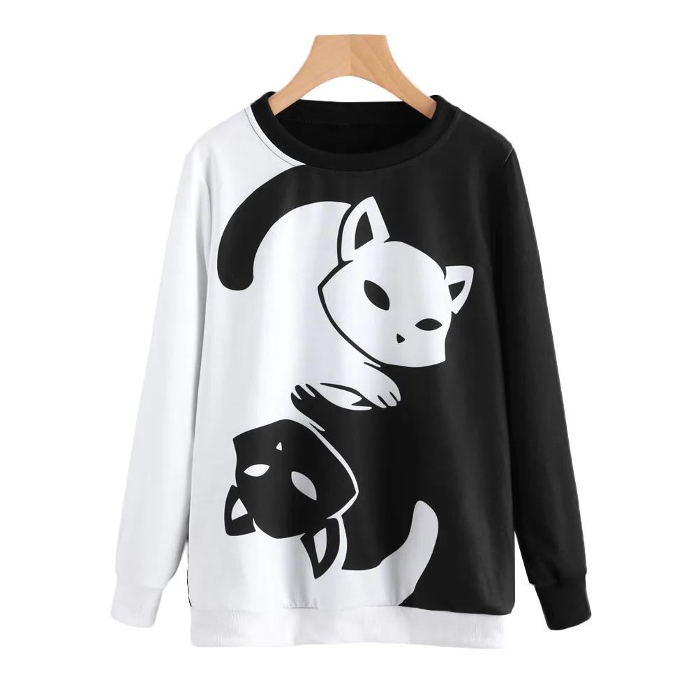 Women Hoodies Cute Cat Black White Printing Long Sleeve O Neck Sweatshirt Ladies Color Block Patchwork Harajuku Sweatshirt #33
Women Hoodies Cute Cat Black White Printing Long Sleeve O Neck Sweatshirt Ladies Color Block Patchwork Harajuku Sweatshirt #33