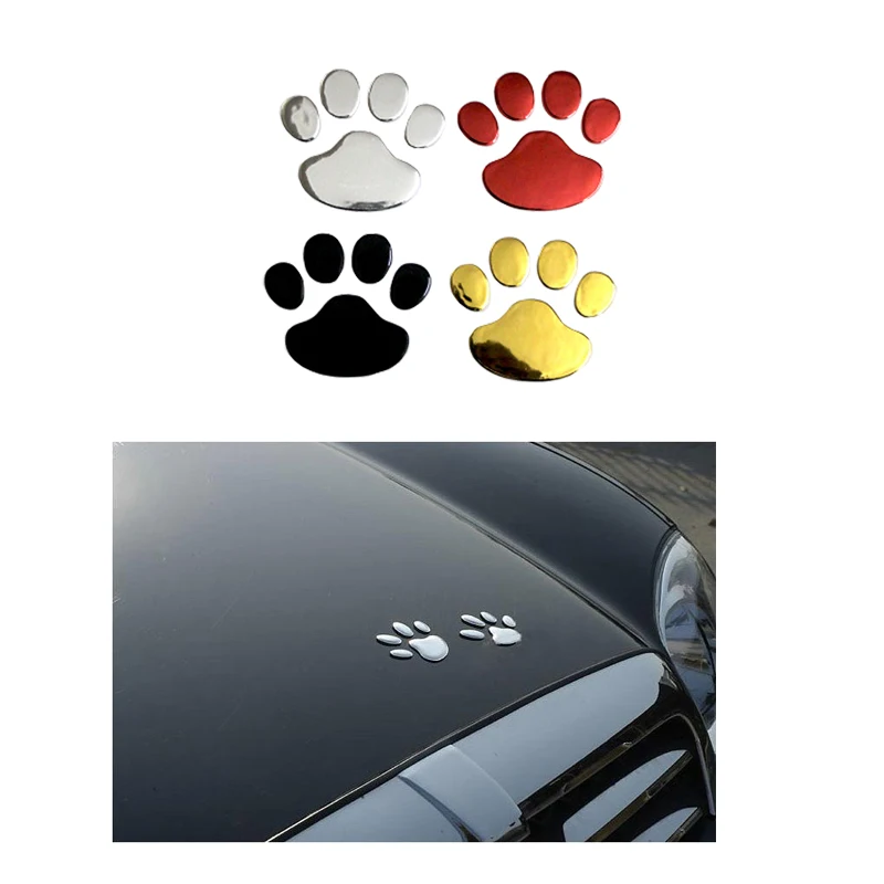Car Sticker Cool Design Paw 3D Animal Dog Cat Bear Foot Prints Footprint 3M Decal Car Stickers Silver Gold Red Sadoun.com