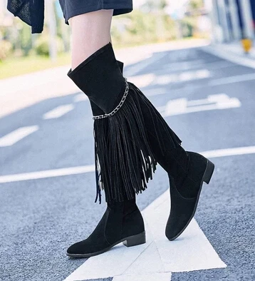 New winter matte leather fringed boots female high-heeled knee boots barrel higher heavy-bottomed female knee-high boots
New winter matte leather fringed boots female high-heeled knee boots barrel higher heavy-bottomed female knee-high boots