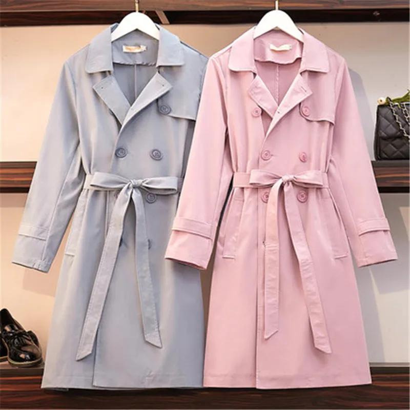 2019 fashion solid color Long Trench Coat Spring Autumn Women's Double-breasted belt Plus Size Windbreaker Female Outerwear v718
2019 fashion solid color Long Trench Coat Spring Autumn Women's Double-breasted belt Plus Size Windbreaker Female Outerwear v718
