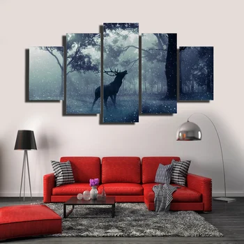 5 Piece Modular Canvas Wall Art Modern Colorful Deer Snow Painting Poster And Print Picture for the living room wall Home Decor
5 Piece Modular Canvas Wall Art Modern Colorful Deer Snow Painting Poster And Print Picture for the living room wall Home Decor