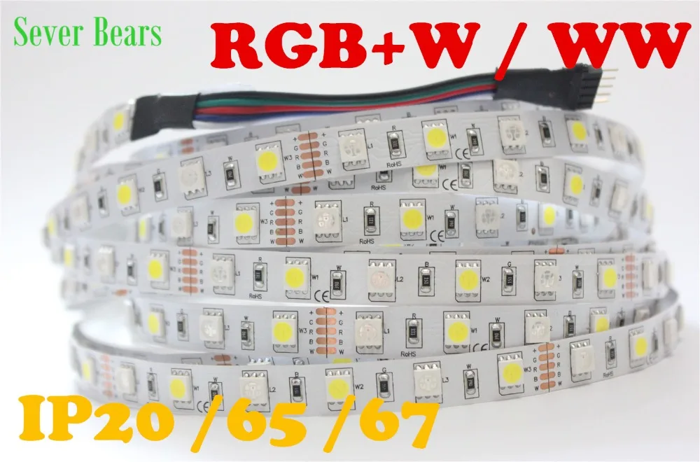 

5M RGBW 5050 LED strip Light Waterproof IP20 IP65 IP67 DC12V SMD 60Leds/M 300 LEDS Flexible Bar Light strips RGB + White light