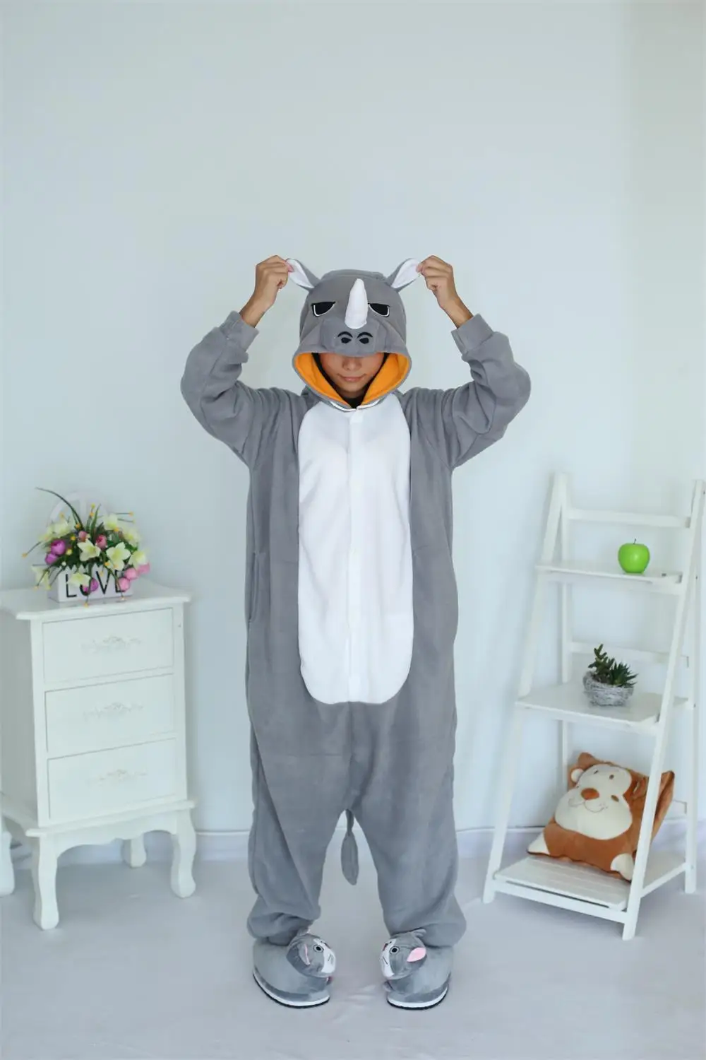 Kigurumi New Adult Rhinoceros Pajamas Onesie Sleepwear Costume Cosplay Jumpsuit Pyjamas Romper Party Carnival Christmas Costumes
Kigurumi New Adult Rhinoceros Pajamas Onesie Sleepwear Costume Cosplay Jumpsuit Pyjamas Romper Party Carnival Christmas Costumes