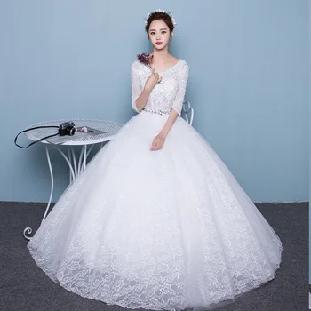 Modest Wedding Gowns Half Sleeves V Neck Lace Ball Gown Bridal Gowns 2019 New Arrival Robe de soiree
Modest Wedding Gowns Half Sleeves V Neck Lace Ball Gown Bridal Gowns 2019 New Arrival Robe de soiree