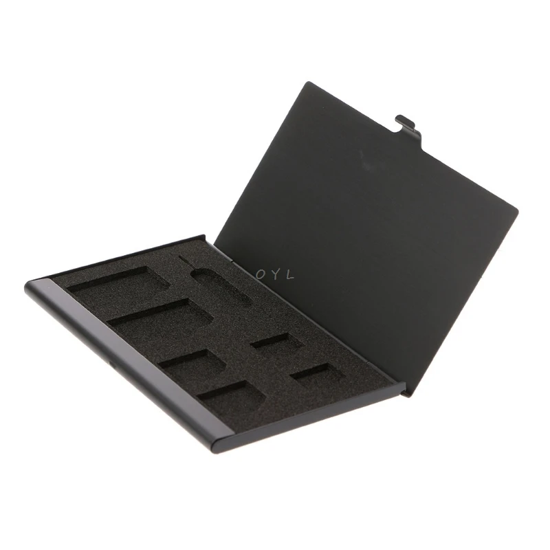 Monolayer Aluminum Alloy 1 Card Pin + 6 SIM Card Holder Protector Storage Box Case Black
Monolayer Aluminum Alloy 1 Card Pin + 6 SIM Card Holder Protector Storage Box Case Black