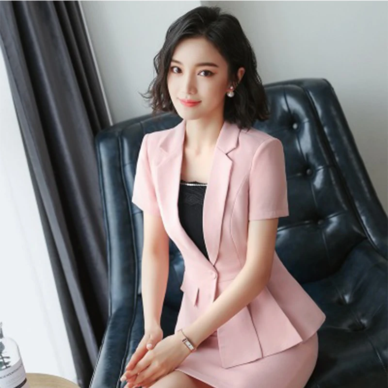 2019 Summer Women Suits 2 Pieces Blazer Dress Professional OL Short-Sleeve Dress Suits Business Office Lady Work Uniform Suit
2019 Summer Women Suits 2 Pieces Blazer Dress Professional OL Short-Sleeve Dress Suits Business Office Lady Work Uniform Suit