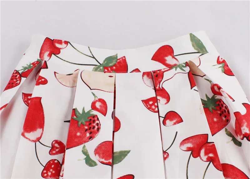 Kostlish Retro Print Flower Summer Skirts Womens 2017 High Waist Vintage Skirt Elegant A-Line Midi Women Skirt Plus Size XXL 22 (33)