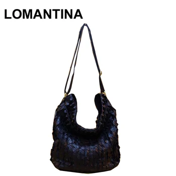LOMANTINA Black Soft Patchwork Genuine Leather Women Hobo Bag Ruffles Casual Shoulder Messenger Tote Bags Bolsa Feminina
LOMANTINA Black Soft Patchwork Genuine Leather Women Hobo Bag Ruffles Casual Shoulder Messenger Tote Bags Bolsa Feminina