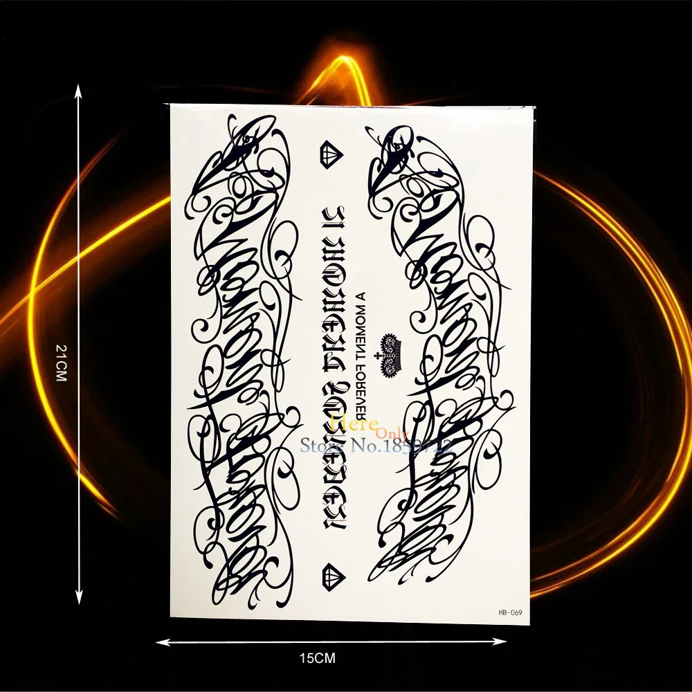 1PC Black Letter Pattern Fake Flash Temporary Removable Tattoo Self Adhesive HHB-069 Women Body Legs SHoulder Chest Neck Tattoos
1PC Black Letter Pattern Fake Flash Temporary Removable Tattoo Self Adhesive HHB-069 Women Body Legs SHoulder Chest Neck Tattoos