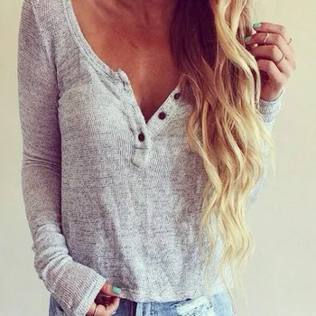 Hot Sale Women Fall Winter Warm Deep V-neck Button Sweater Loose Casual Knitted Long Sleeve T-Shirt Jumper Top Underwear Sweater
Hot Sale Women Fall Winter Warm Deep V-neck Button Sweater Loose Casual Knitted Long Sleeve T-Shirt Jumper Top Underwear Sweater