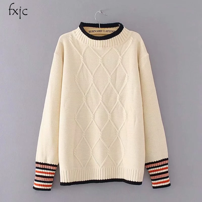 Women New Warm Large size Half-high collar Color strips Knitwear Thicken sweater Round neck Pullover 2018 Women's sweater P93
Women New Warm Large size Half-high collar Color strips Knitwear Thicken sweater Round neck Pullover 2018 Women's sweater P93