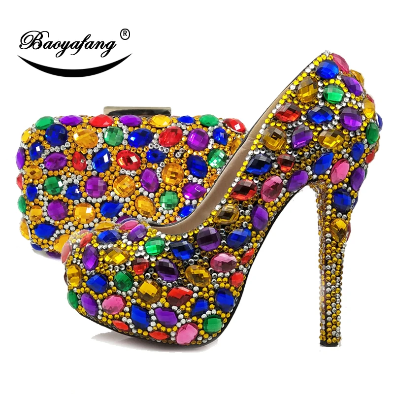 BaoYaFang gold/silver Multicolored womens wedding shoes and bags High heel platform shoes with matching bags shoe and purse sets
BaoYaFang gold/silver Multicolored womens wedding shoes and bags High heel platform shoes with matching bags shoe and purse sets