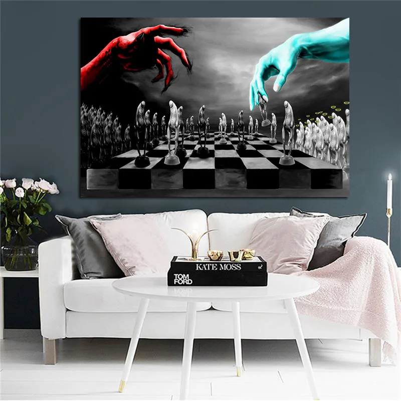 Good and Evil Chess Posters and Prints Canvas Painting Scandinavian Nordic Black and White Wall Picture for Kids Room Decoration
Good and Evil Chess Posters and Prints Canvas Painting Scandinavian Nordic Black and White Wall Picture for Kids Room Decoration