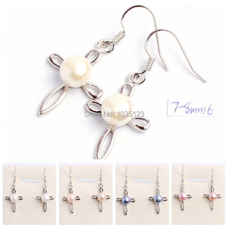 Free Shipping 7-8mm Natural 4 Color Freshwater Pearls Cross Shape Sterling Silver Fashion Earrings 1 Pair wj168
Free Shipping 7-8mm Natural 4 Color Freshwater Pearls Cross Shape Sterling Silver Fashion Earrings 1 Pair wj168