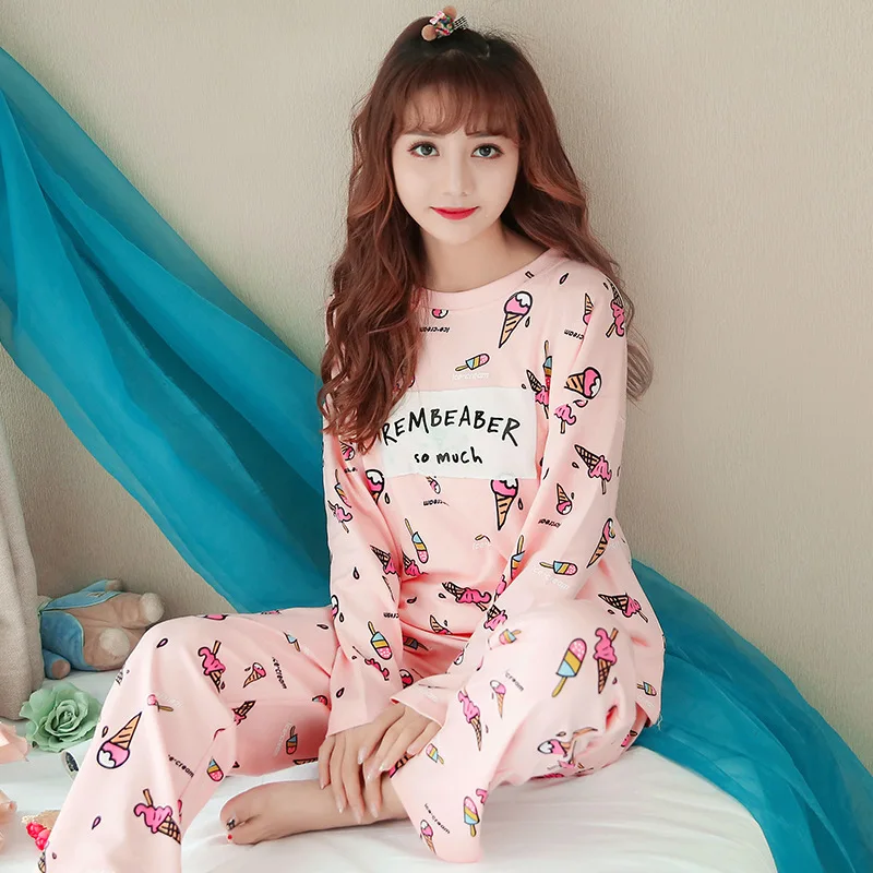 Women Pajama Sets 2018 Autumn Winter Knitted Cotton Blends Cartoon Print Sleeping Pajama Women Sleepwear Set Cute Korean Pajamas
Women Pajama Sets 2018 Autumn Winter Knitted Cotton Blends Cartoon Print Sleeping Pajama Women Sleepwear Set Cute Korean Pajamas
