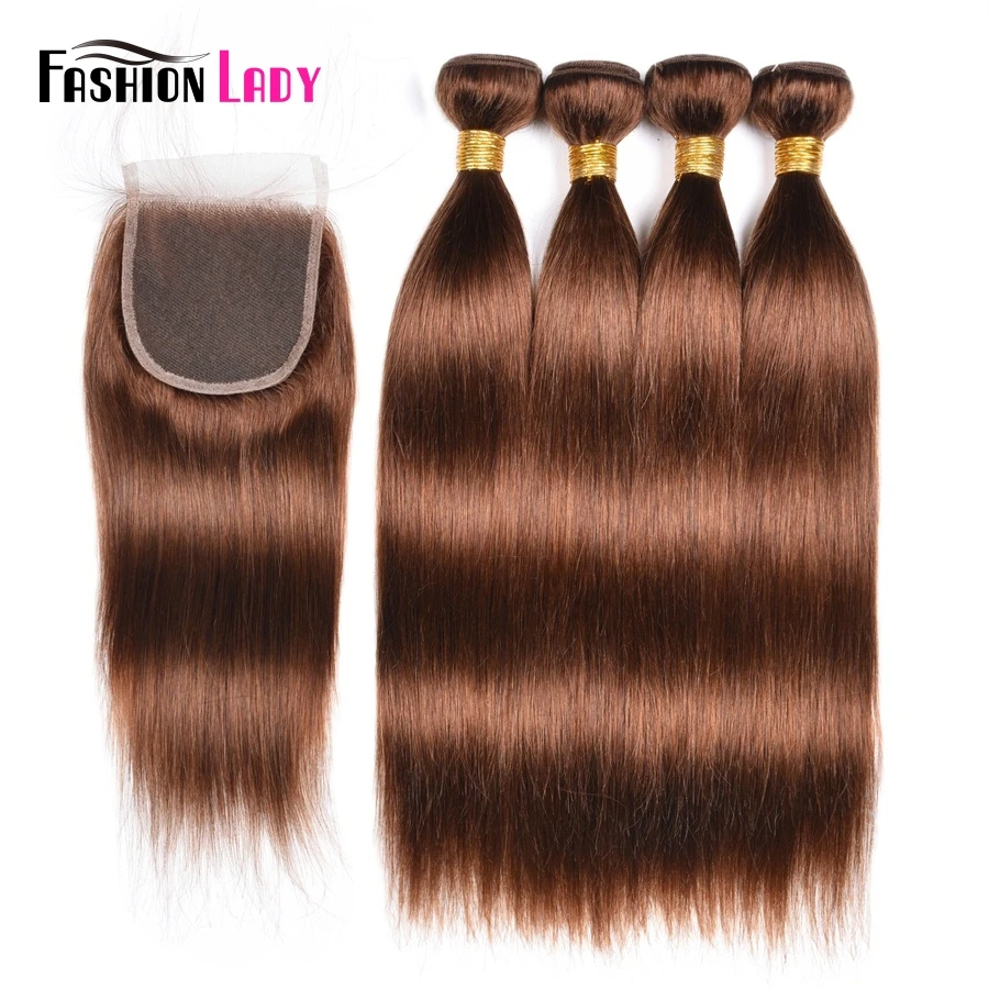 Fashion Lady Pre-Colored 4Pcs Peruvian Human Hair Bundles Closure Brown 4# Straight Weave With Closure Hair Extension Non-Remy
Fashion Lady Pre-Colored 4Pcs Peruvian Human Hair Bundles Closure Brown 4# Straight Weave With Closure Hair Extension Non-Remy
