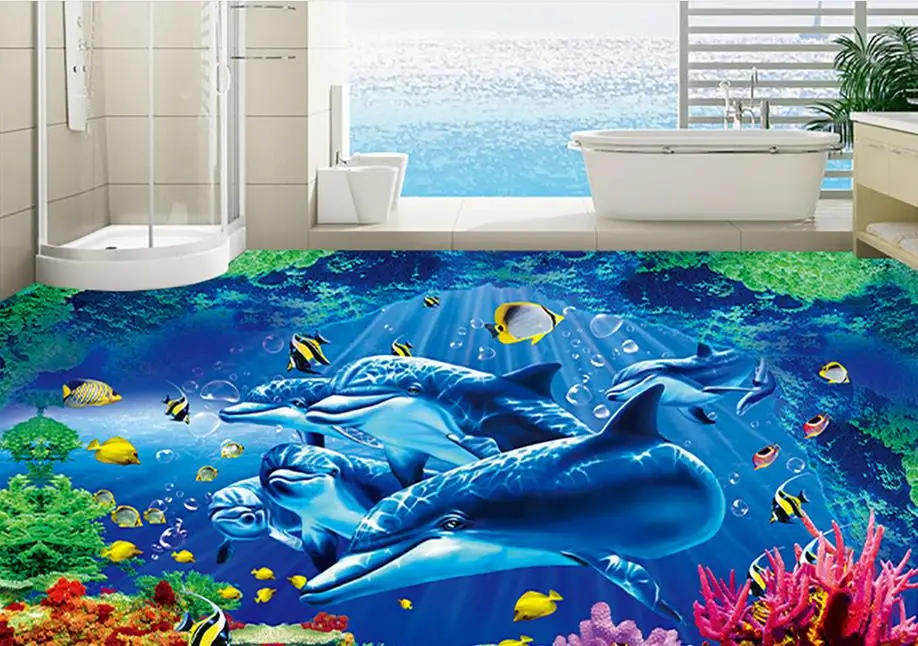 Custom vinyl flooring Dolphin Coral wallpapers for living room 3d floor stereoscopic wallpaper photo wall murals 3d floor
Custom vinyl flooring Dolphin Coral wallpapers for living room 3d floor stereoscopic wallpaper photo wall murals 3d floor