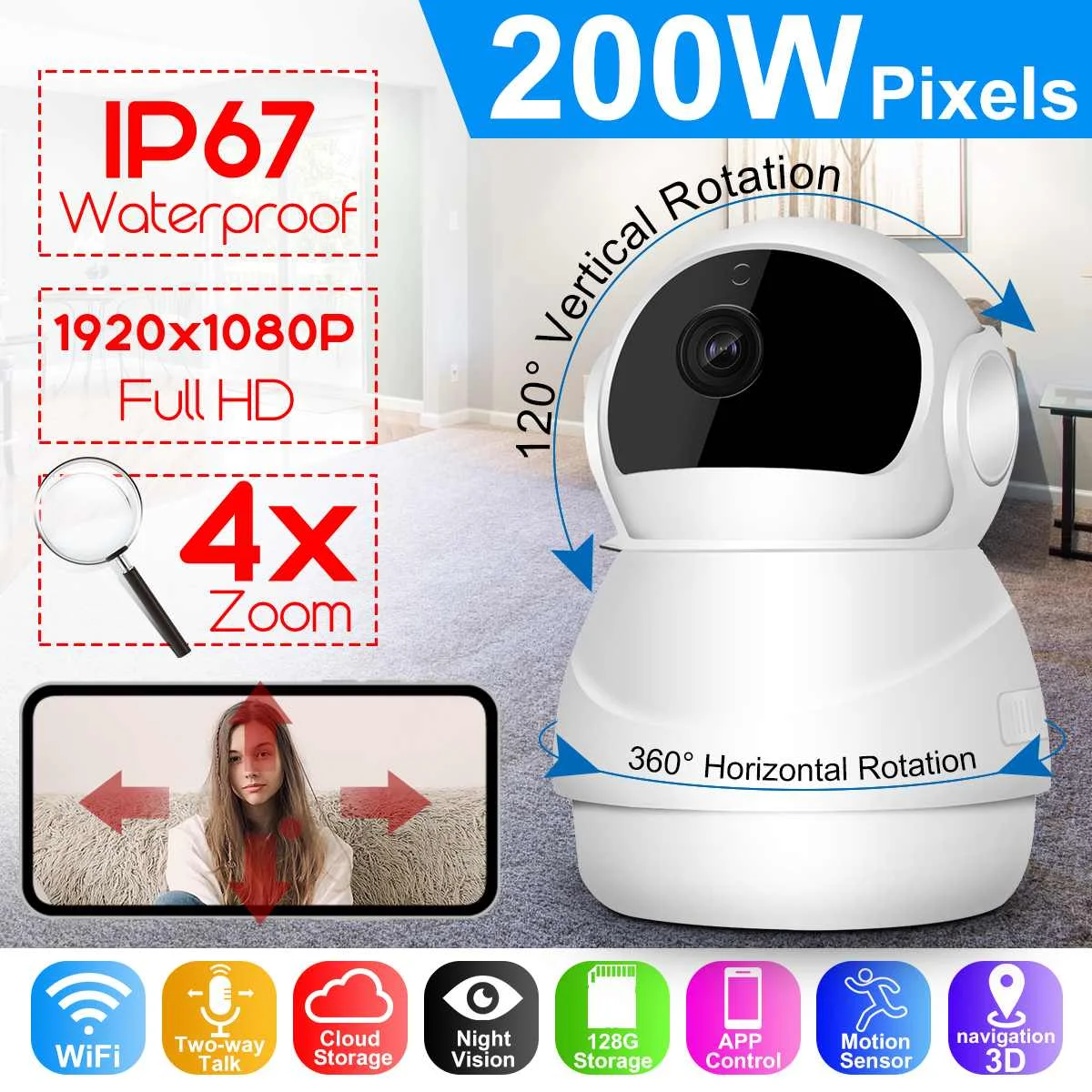 1080P Wireless Mini Network Camera Wifi Home Security IP Camera Outdoor Wi-Fi Surveillance Night Vision CCTV Camera Baby Monitor
1080P Wireless Mini Network Camera Wifi Home Security IP Camera Outdoor Wi-Fi Surveillance Night Vision CCTV Camera Baby Monitor