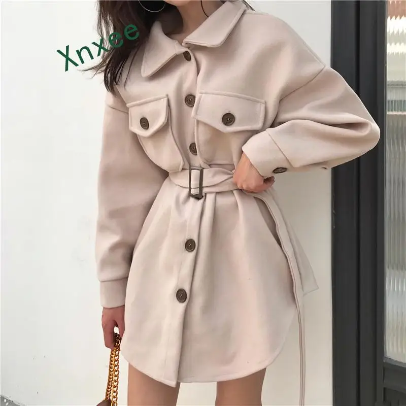 Xnxee New Korean Autumn Women Turn-Down Collar Long Sleeve Woolen Coat Vintage Jacket Female Single-breasted Belt
Xnxee New Korean Autumn Women Turn-Down Collar Long Sleeve Woolen Coat Vintage Jacket Female Single-breasted Belt