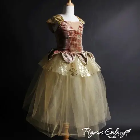 Фото Коричневое современное танцевальное платье для взрослых и детей балетное