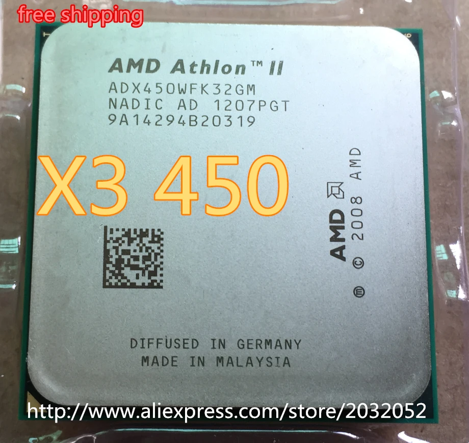 

AMD Athlon II X3 450 3.2Ghz Triple-Core Processor Socket AM3 938-pin cpu working 100% x3 450