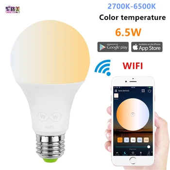 E27 LED Bulb 6.5W WiFi Smart andriod 2.3 or Light Bulb home lamp IOS8.0 Wifi APP Remote Control Color temperature/RGBW Timing
E27 LED Bulb 6.5W WiFi Smart andriod 2.3 or Light Bulb home lamp IOS8.0 Wifi APP Remote Control Color temperature/RGBW Timing