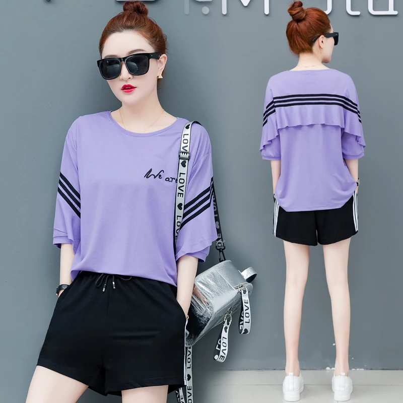 Summer Purple Tracksuit Outfit for Women Suits Plus Size 2 Piece Sets 2019 Short Pants and Top Sportswear Co-ord Female Clothing
Summer Purple Tracksuit Outfit for Women Suits Plus Size 2 Piece Sets 2019 Short Pants and Top Sportswear Co-ord Female Clothing