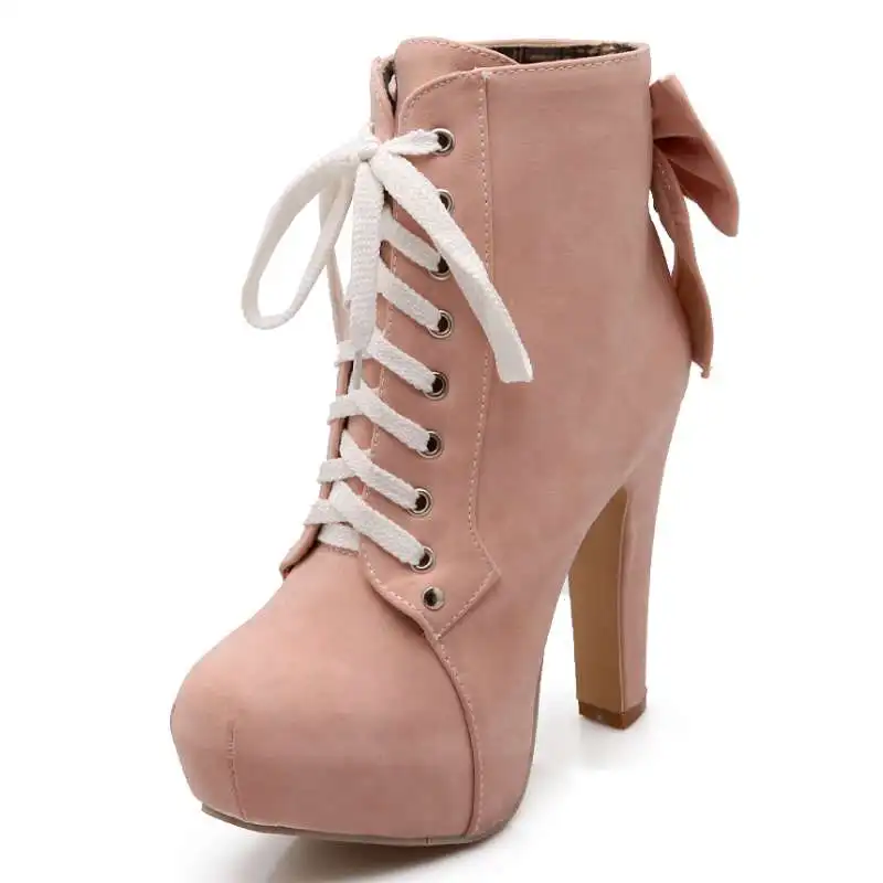Ankle Boots 2016 Big Size 34-43 Fashion Women's Thick High Heels Shoes Casual Snow Boots For Women Lace Up Bow tie Design Shoes
Ankle Boots 2016 Big Size 34-43 Fashion Women's Thick High Heels Shoes Casual Snow Boots For Women Lace Up Bow tie Design Shoes