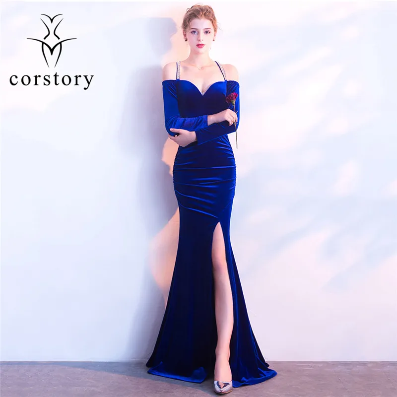 Corstory Sapphire Velvet Sexy Transparent V-neck Women Elegant Off-Shoulder Full Sleeve Long Mermaid Party Dresses
Corstory Sapphire Velvet Sexy Transparent V-neck Women Elegant Off-Shoulder Full Sleeve Long Mermaid Party Dresses