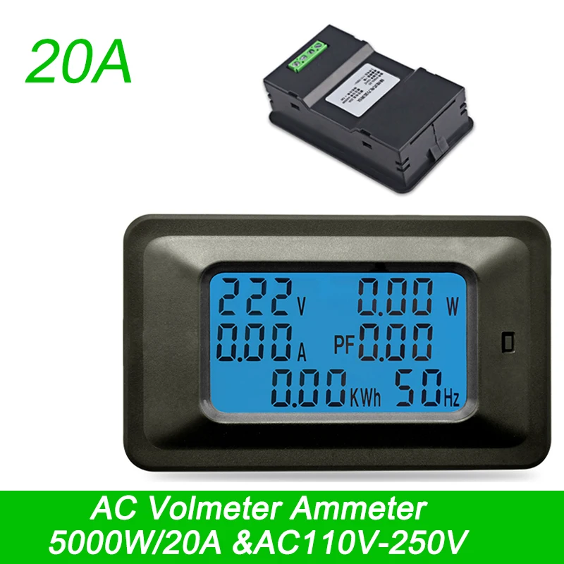 AC 5KW 110-250V Digital Ammeter Meters Indicator Voltmeter Tester Detector Indicator Energy Meter Power Factor Frequency Monitor
AC 5KW 110-250V Digital Ammeter Meters Indicator Voltmeter Tester Detector Indicator Energy Meter Power Factor Frequency Monitor