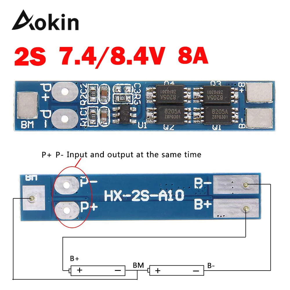 2S 7.4V 8A Li-ion 18650 Lithium Battery Charger Protection Board 8.4V Overcurrent Overcharge Overdischarge Protection max 16A
2S 7.4V 8A Li-ion 18650 Lithium Battery Charger Protection Board 8.4V Overcurrent Overcharge Overdischarge Protection max 16A
