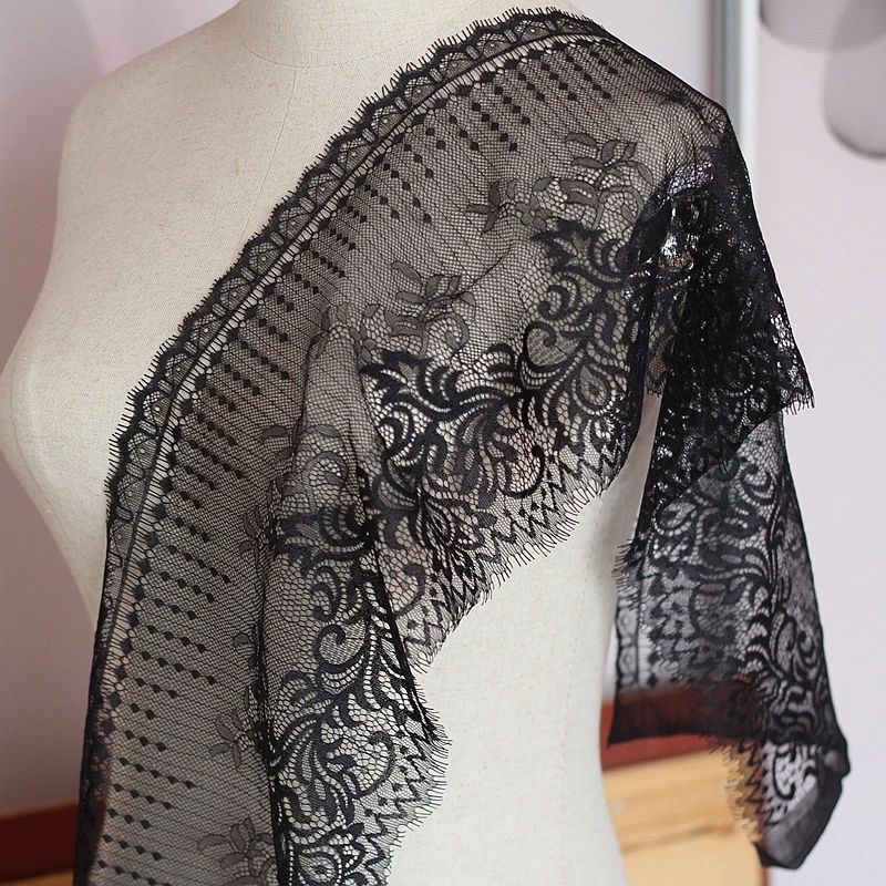 1.5meter/lot Eyelashes Lace Trim Flower Black High Quality Lace Fabric Handmade DIY Clothes Accessories Width 22CM
1.5meter/lot Eyelashes Lace Trim Flower Black High Quality Lace Fabric Handmade DIY Clothes Accessories Width 22CM