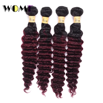Wome Dark Root T1b/99J Burmese Hair Weave Bundles Ombre Human Hair Extensions Black to Red Wine Color Deep Wave 4PCS
Wome Dark Root T1b/99J Burmese Hair Weave Bundles Ombre Human Hair Extensions Black to Red Wine Color Deep Wave 4PCS
