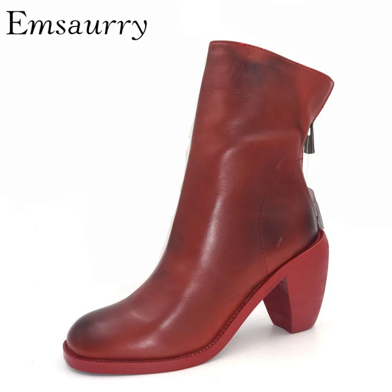 Modern Vintage Claret Martin Boots Round Toe Round Heel Back Zipper British Retro Ankle Boots Women
Modern Vintage Claret Martin Boots Round Toe Round Heel Back Zipper British Retro Ankle Boots Women