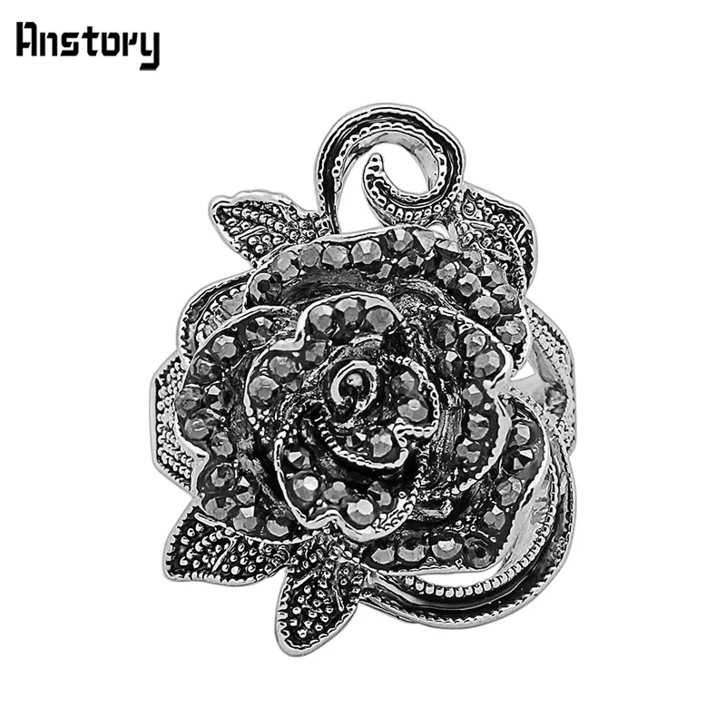 Rhinestone Rose Flower Rings For Women Vintage Antique Silver Plated Fashion Jewelry TR489
Rhinestone Rose Flower Rings For Women Vintage Antique Silver Plated Fashion Jewelry TR489