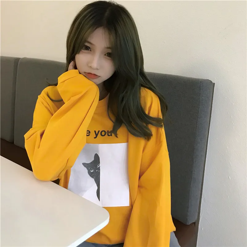 Ulzzang Summer T-shirts Women Harajuku Drop Shoulder Cat Print Long Sleeve Tees Weird Girl Student Oversized Loose Bottom Tshirt
Ulzzang Summer T-shirts Women Harajuku Drop Shoulder Cat Print Long Sleeve Tees Weird Girl Student Oversized Loose Bottom Tshirt