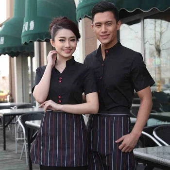 (10 set-Shirt&Apron)black overalls waiter and waitress work clothes supermarket uniforms with apron by
(10 set-Shirt&Apron)black overalls waiter and waitress work clothes supermarket uniforms with apron by