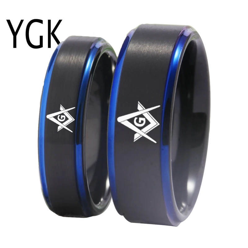 YGK Brand Couple Wedding Jewelry For Lovers Couple Tungsten Ring Black Blue Tungsten Wedding Ring Masonic Design Mason Ring
YGK Brand Couple Wedding Jewelry For Lovers Couple Tungsten Ring Black Blue Tungsten Wedding Ring Masonic Design Mason Ring