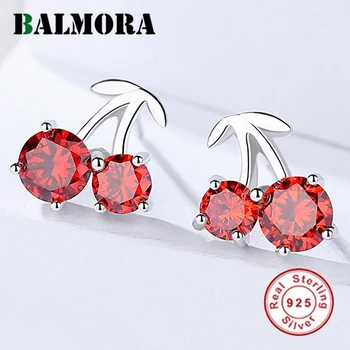 BALMORA 925 Sterling Silver Cherry Fruit Garnet Stud Earrings for Women Party Fashion Silver Earrings Jewelry Brincos JDE042
BALMORA 925 Sterling Silver Cherry Fruit Garnet Stud Earrings for Women Party Fashion Silver Earrings Jewelry Brincos JDE042
