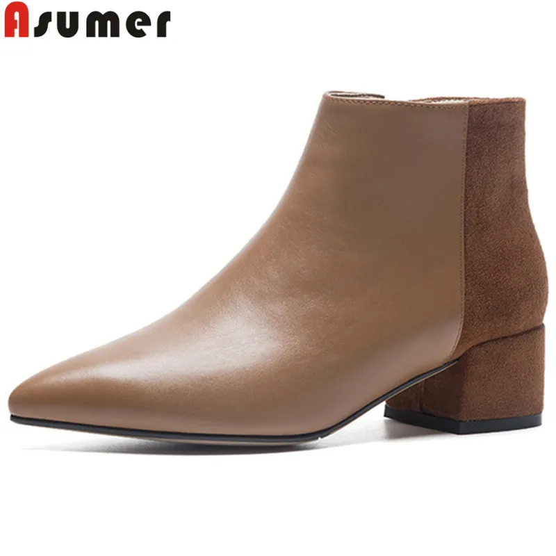 ASUMER 2019 fashion autumn winter boots women pointd toe zip genuine leather shoes square heel med heels ankle boots women
ASUMER 2019 fashion autumn winter boots women pointd toe zip genuine leather shoes square heel med heels ankle boots women